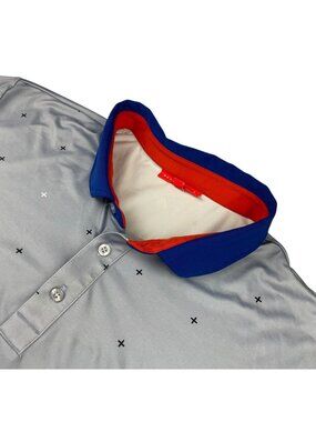 Redvanly Men's Performance S/S Golf Polo Shirt Gray Geometric • XL